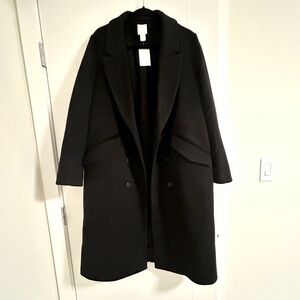 NWT H&M Long Black Coat - size M